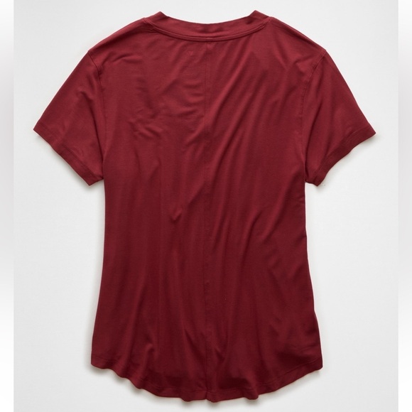 NWT American Eagle Soft & Sexy Oversized Burgundy V-Neck Tee Shirt - Picture 4 of 8